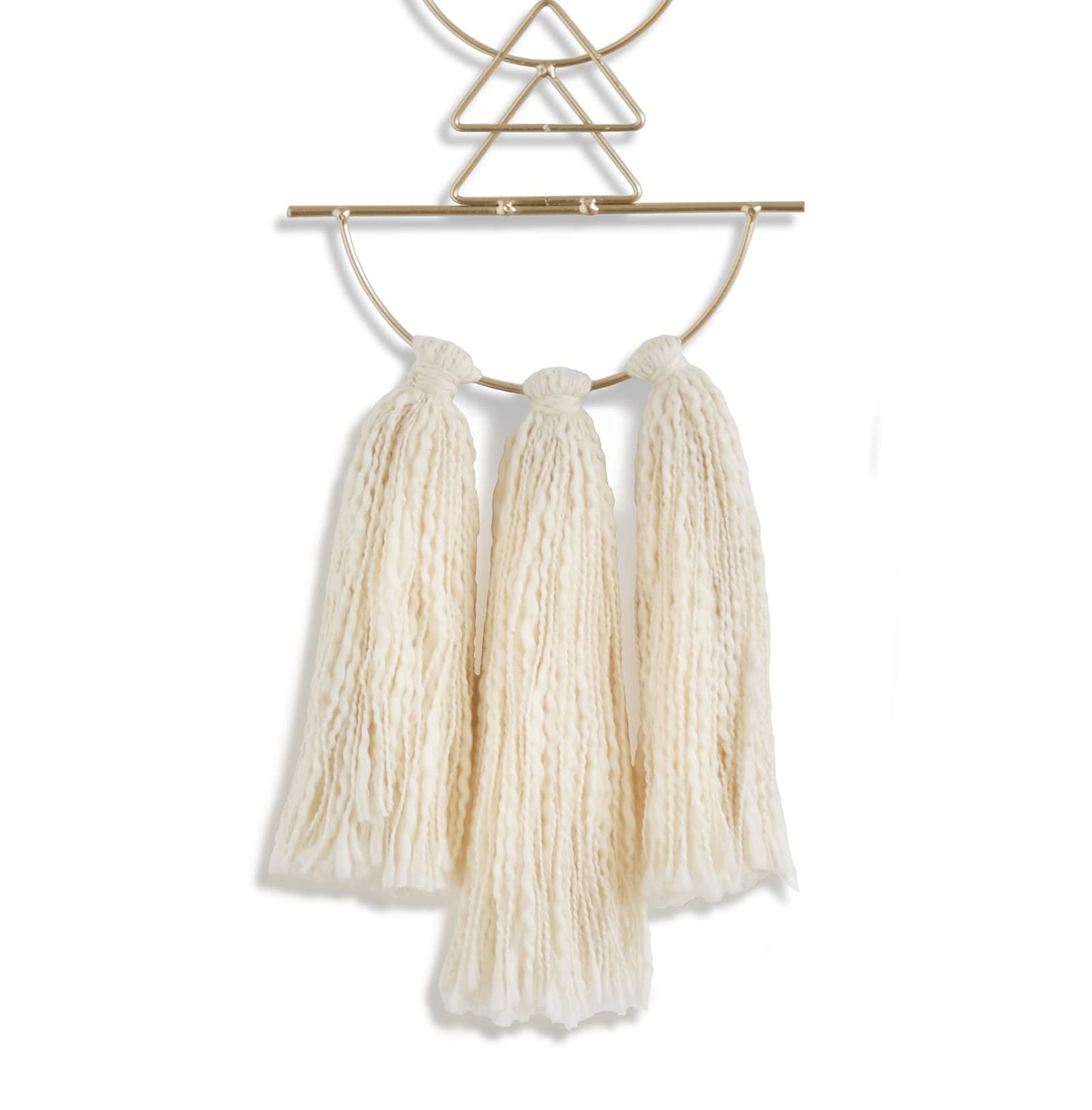 IOWER Boho Wall Decor Macrame Wall Hanging Small Metal Wall Art Cute Wall Decor For Living Room Bedroom(Ivory, 13"Lx4.7"w)