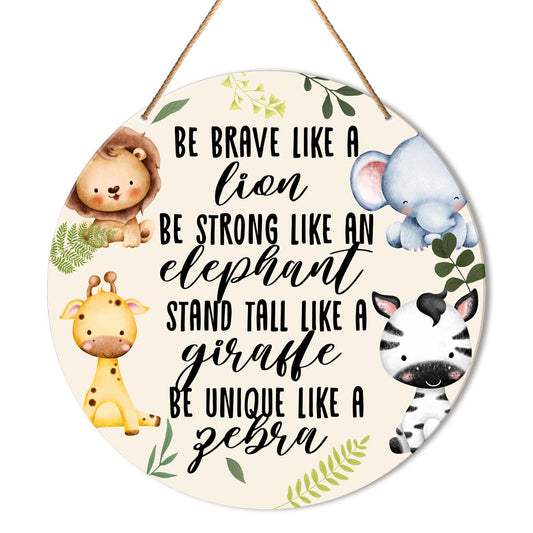 Muktoujaumai Baby Girl Boy Nursery Wall Decor, Safari Nursery Hanging Sign Decor Woodland Wall Decoration Jungle Wood Sign for Kids Bedroom, Playroom, Gift for Newborn Baby Girl Boy Toddler
