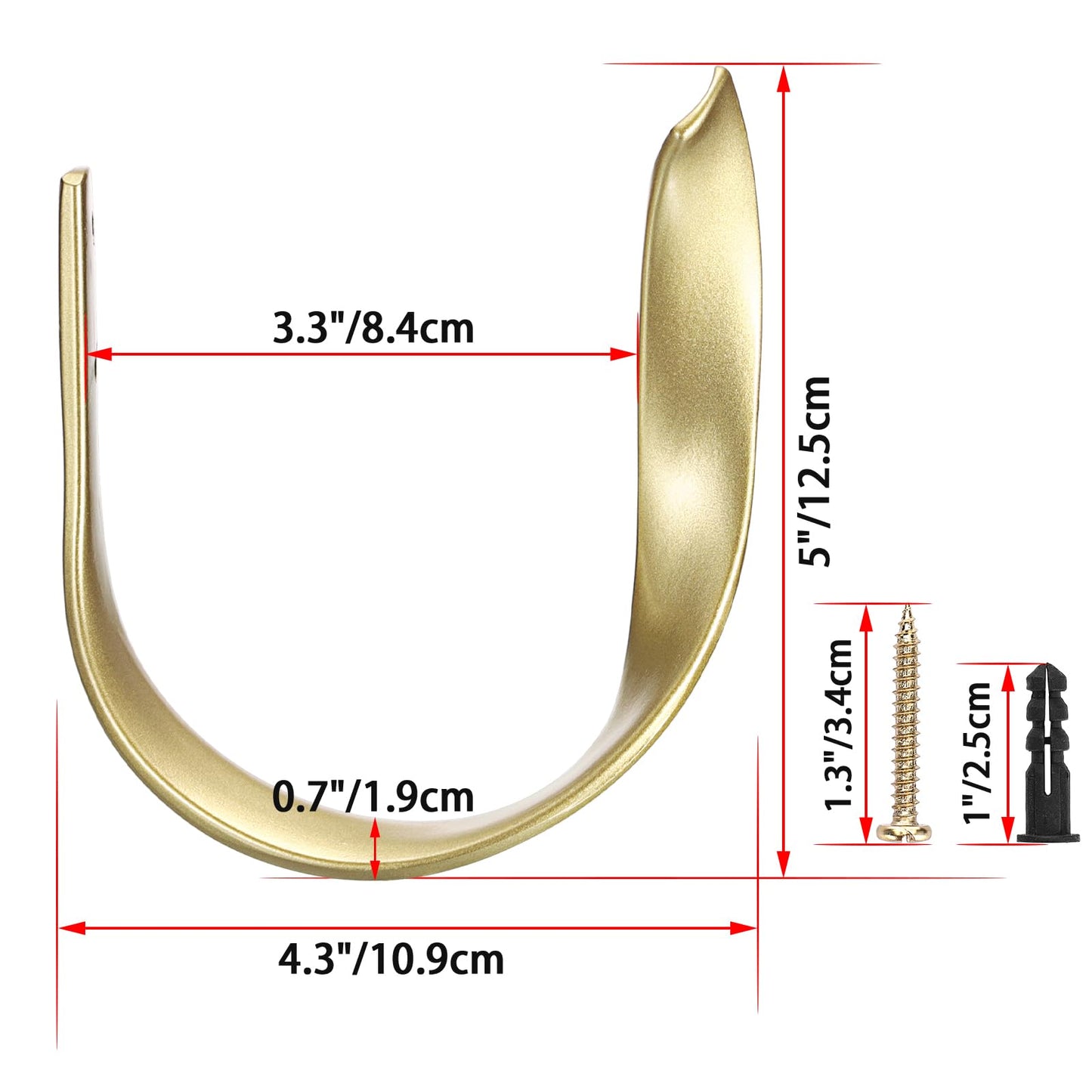 Sumnacon 2 Pcs Aluminum Alloy Curtain Holdbacks - Decorative Wall Mounted Drapery Tiebacks with Screws, Heavy Duty Window Treatment Holdbacks for Home Decor, Gold