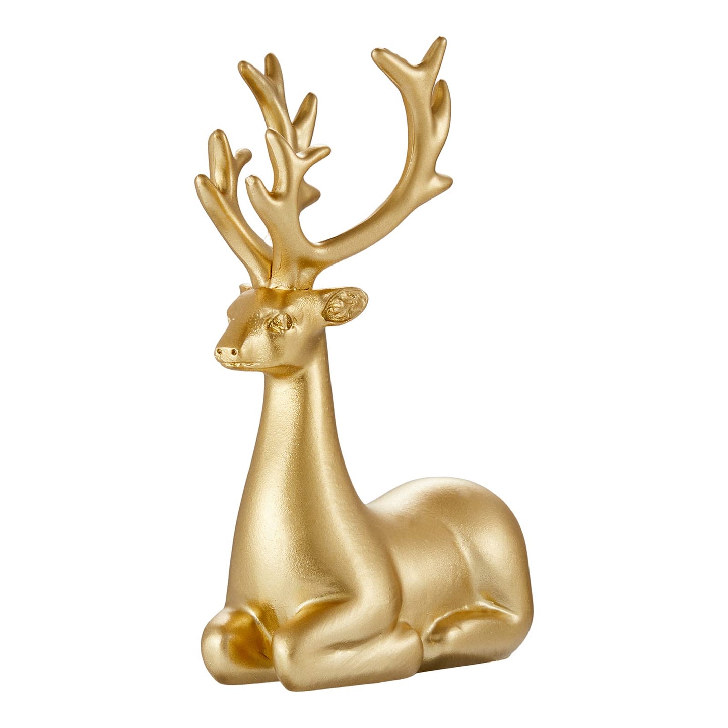 Christmas Decorative Gift 2PCS Deer Sculpture 3D Geometric Deer Ornaments Used to Set Off The Festive Atmosphere Fireplace Dining Table Living Room Decoration (Gold Smooth)