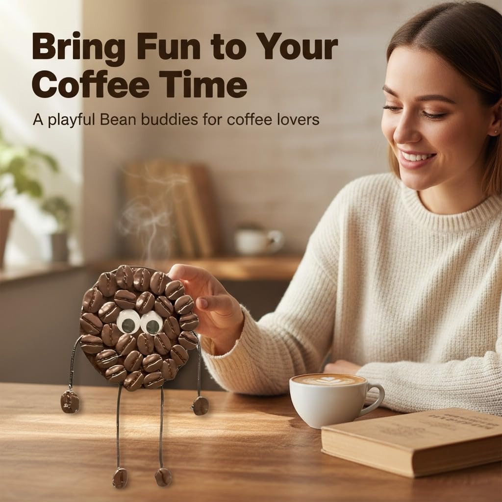 DIY Craft Kit-Eco-Friendly Coffee Bean Cartoon Fridge Magnets - Handmade Wooden Magnetic Decor for Coffee Nooks, Home & Café (Adult-Oriented)