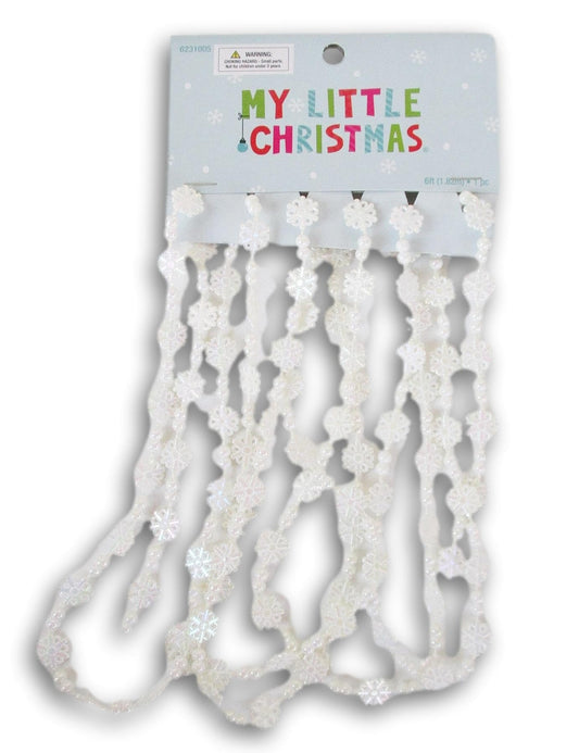 My Little Christmas Christmas Mini Snowflake Garland - 6 Feet (72 Inches) - White Plastic Irregular Shape Artificial Garland