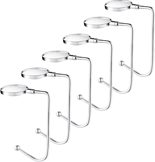Christmas Stocking Holders for Mantle, Non-Slip Safety Fireplace Mantel Stocking Hooks with Separate Adhesive Strips, Silicone Pad Grip Hanger for Xmas Party Decoration (Silver,6)