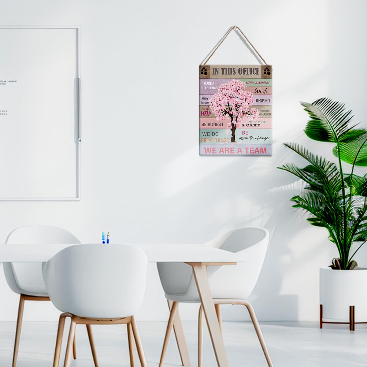 Let Them Office Quote Pink Tree Signs Wall Decor Desk Accessories Rustic in This Office Make a Difference Wooden Hanging Sign Decoration for Home Office Door 8 x 10