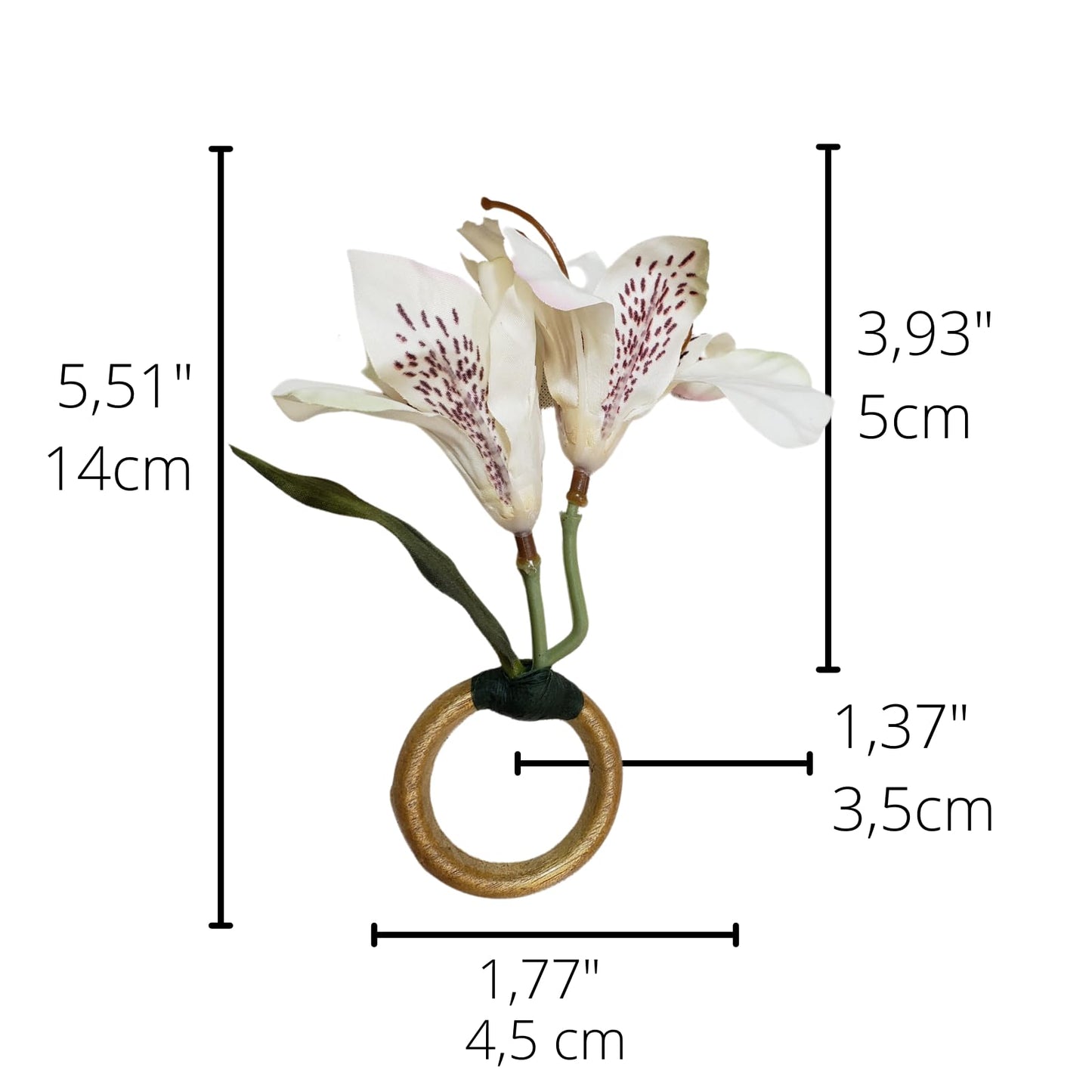 Maison Charlo Set of 4 White Astromelia Napkin Rings | Perfect for Mother's Day, Valentine's, Weddings, Banquets, Christmas, Birthdays, and Thanksgiving