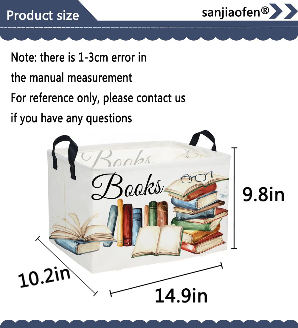 Sanjiaofeng Rectangular Kids Basket Book Storage Bins,Boys and Girls Storage Basket with Handles.Clothers,Toys,Books,Kid's Gifts Bins. (Book)