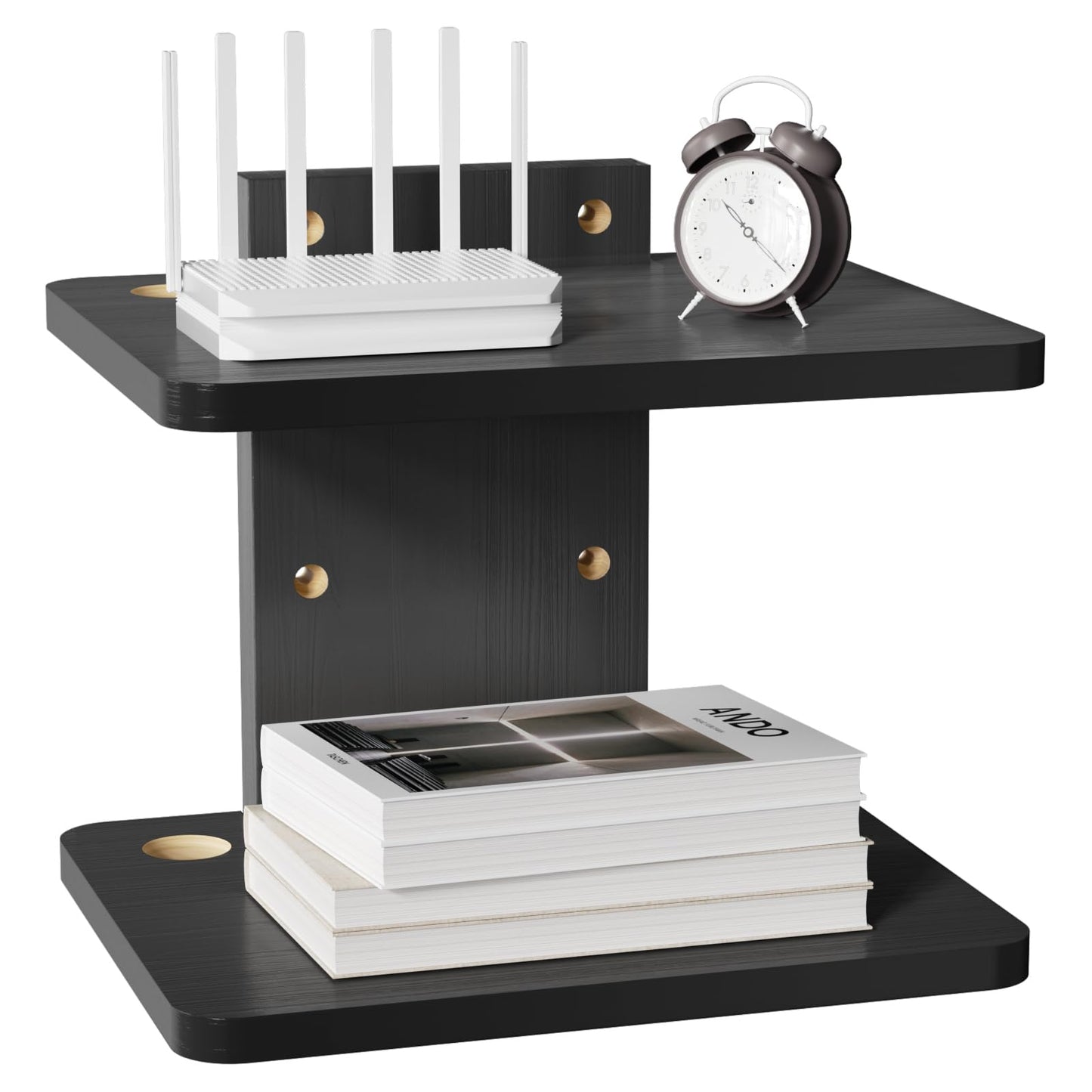 WALI Floating TV Shelf, 2 Tier Projector Shelf for DVD Players, Routers, Game Consoles, Cable Boxes, Living Room Decor Accessories, Wall Mount Shelves Holds Up to 22lbs (CS202NB), 2-Shelf, Black