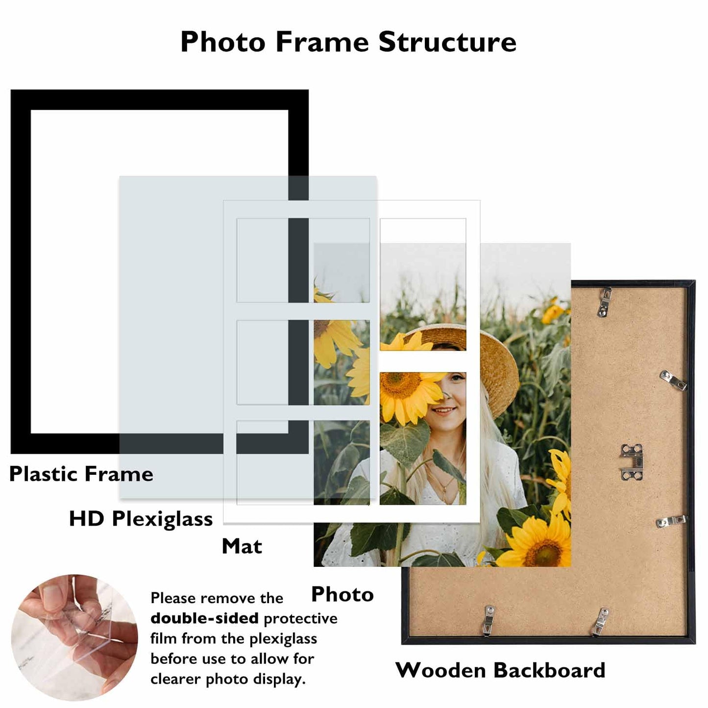 JCJMY 11x14 Picture Frame, 4x6 Collage Picture Frame, Display 5 Pcs 4x6 Photos or 11x14 Picture, Five Opening 4x6 Collage Frame for Wall Hanging, Lightweight 4 x 6 Multi Pictures Frame, Black