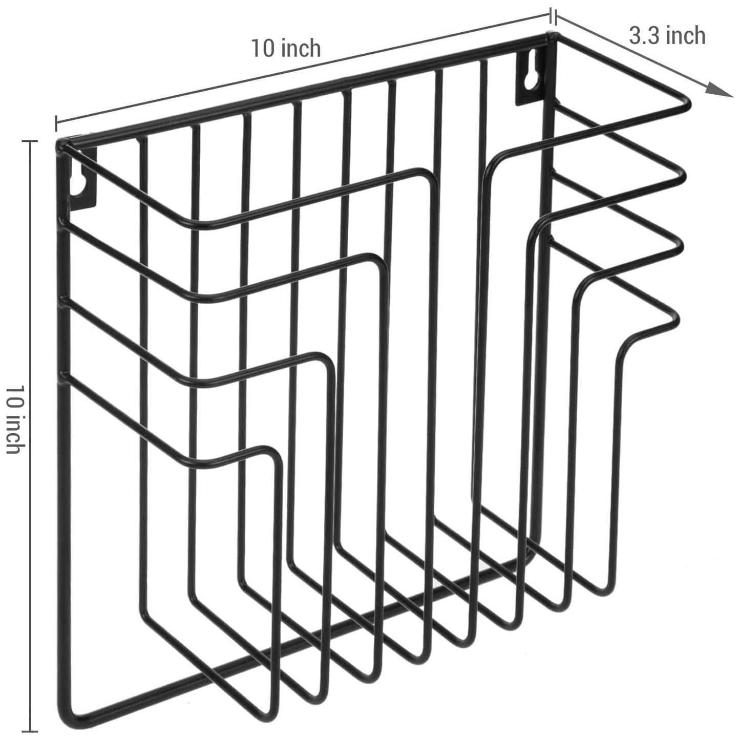 MyGift Modern Design Black Metal Wire Wall Mounted Magazine and File Folder Holder Organizer Rack
