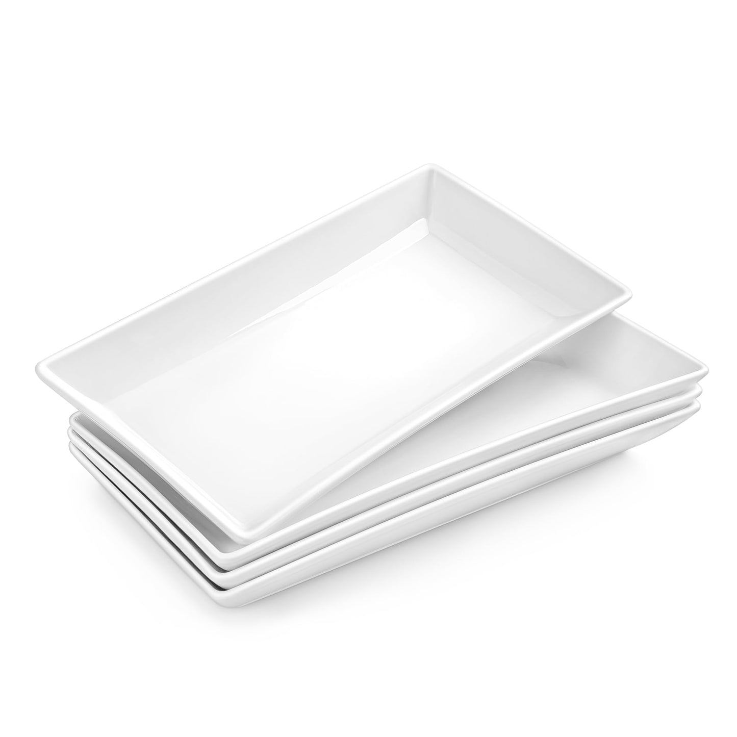 MALACASA Serving Platters Set of 4, Ceramic Serving Platters and Trays for Serving Food, Rectangular Serving Trays for Party, Large Serving Plates, Party Serving Trays and Platters - 12 Inch, White