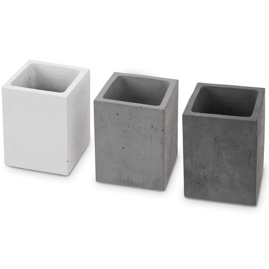 MyGift Pen Holder Pencil Holder For Desk,Pen Cup Holder For Desk,Concrete Desktop Pencil Cup,Modern Gray-Tone,Set of 3