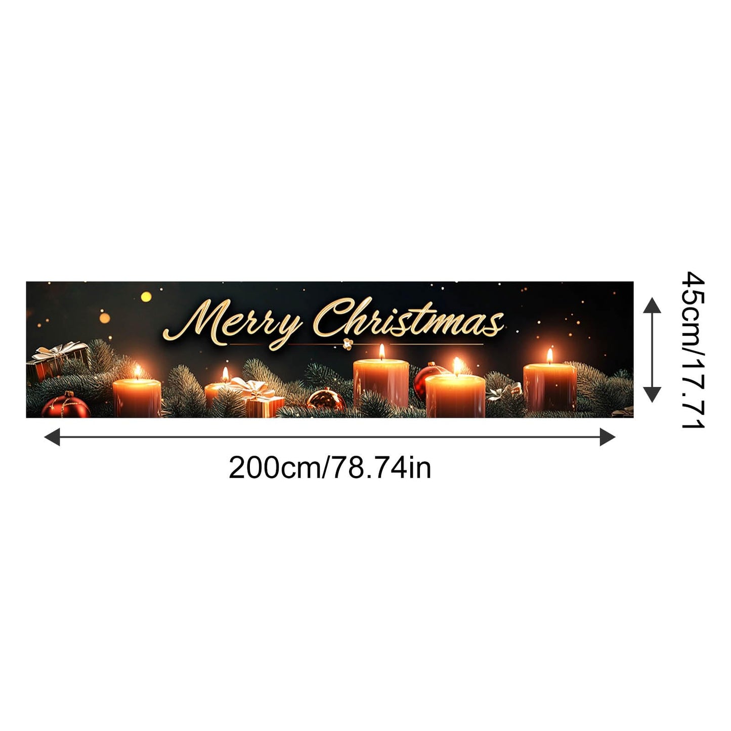 BlissYard Merry Christmas Banner 78x17 Inches light Garland Backdrop Christmas Wall Hanging Holiday Fence Decoration Party Yard Sign Indoor Outdoor Display