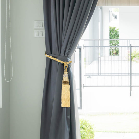 PATIKIL Curtain Tassel Tiebacks, 2 Pack 28" Gourd Shape Curtain Holdbacks Rope with Tassel, Handmade Tie Backs Window Drapery Decorative Rope for Home, Cafe, Office, Pink