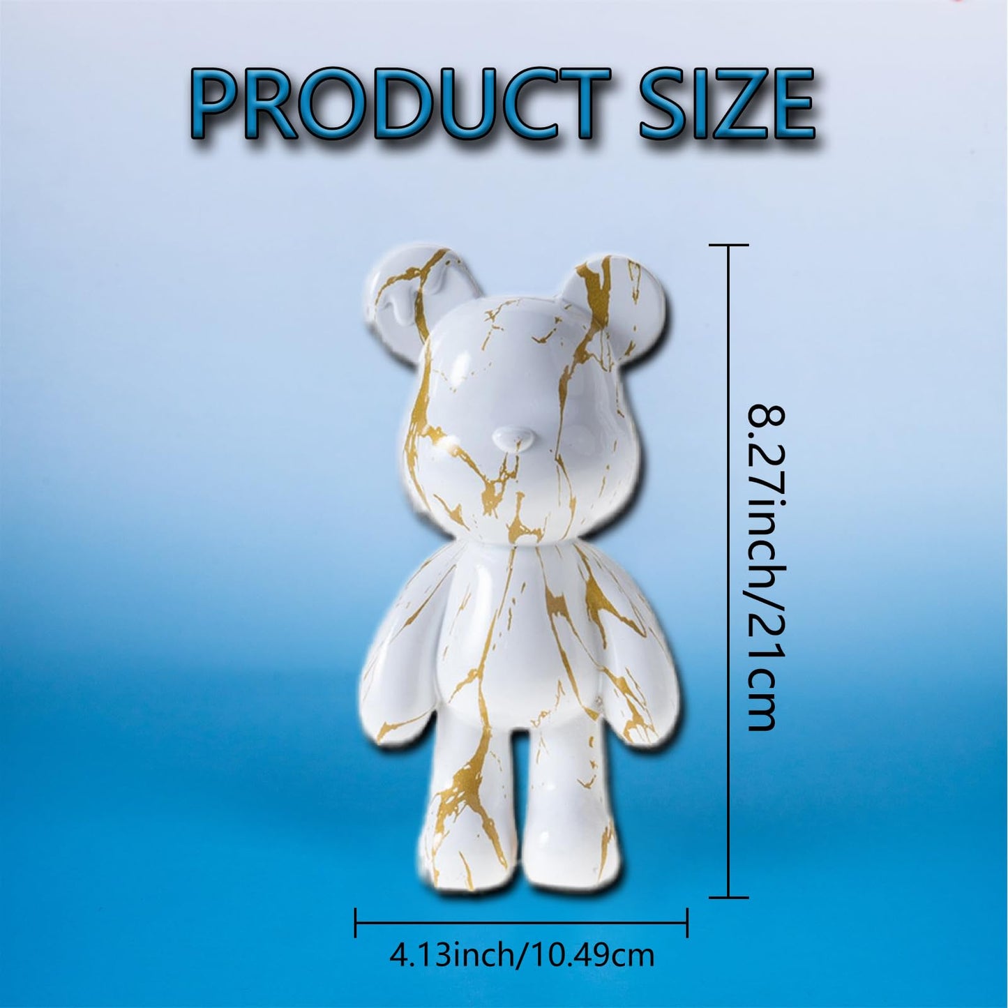 Bear Statue Resin Graffiti Animal Sculpture for Home, Office Decor, Abstract Design for Birthday, Anniversary and Gift Present (Gold Stripe)