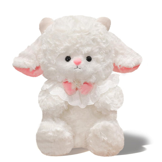 FPYWO Lamb Pillow 13 inch, Cute Fluffy Sheep for Decoration, Soft Plushie for Couch Bedroom Living Room Decor, Adorable Animal Collection Ornament for Home, Birthday Gift for Friend