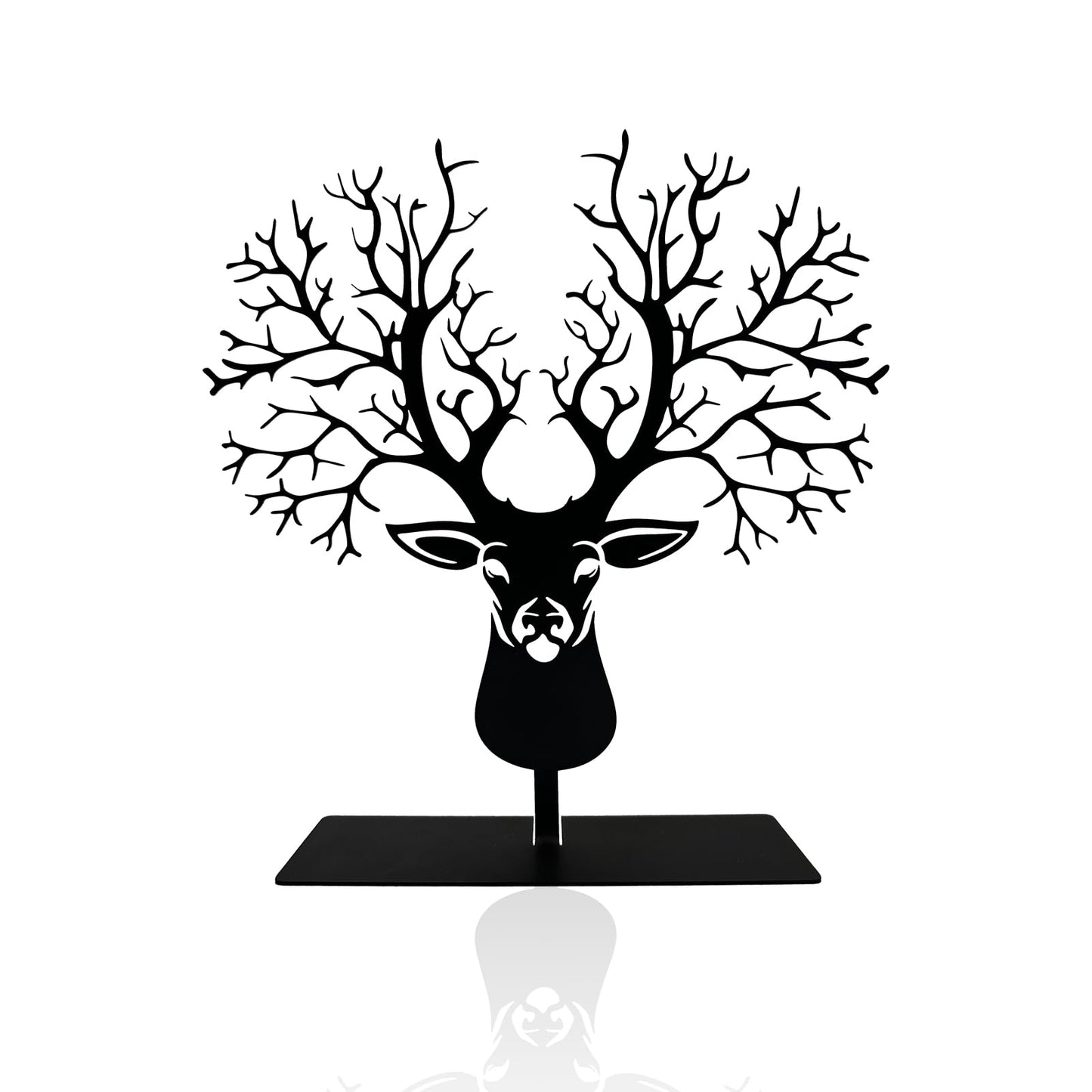 DASIMAT Metal Deer with Tree Antlers Table Top Decor, Tabletop Deer Christmas Decor, Wildlife Decorations, Rustic Woodland Accent, Nature Artwork, Living Room Bookshelf Decor