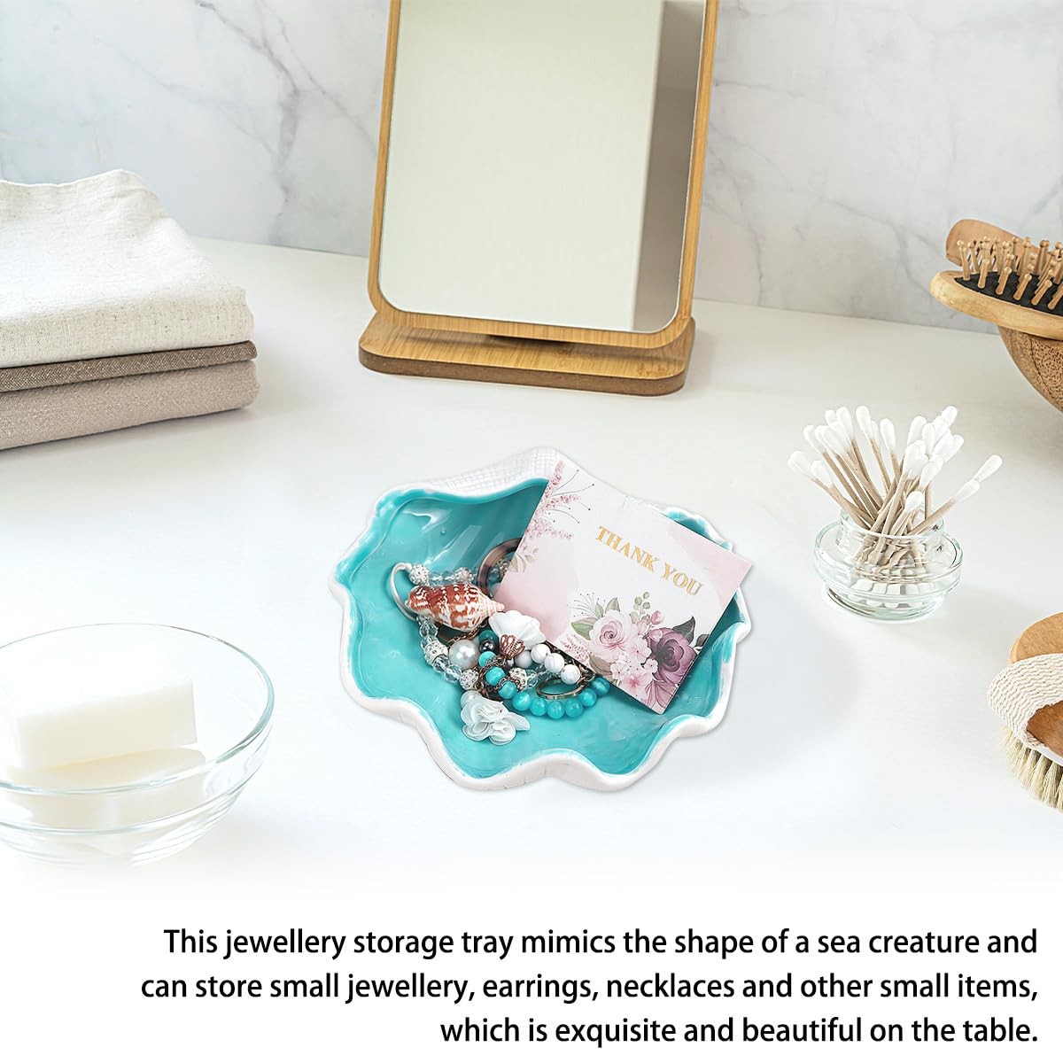 LCJAOF Stylish Ceramic Shell Jewelry Dish Tray - Elegant Seashell Design for Organizing Jewelry and Serving Candy - Versatile Decor Bowl for Home Use