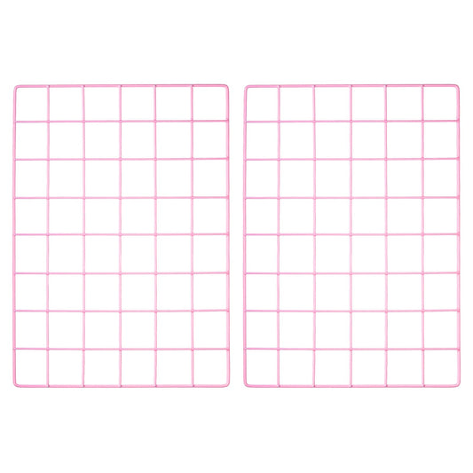 YOKIVE 2Pcs Iron Wire Grid Panel, Decorative Panels Board | Photo Pictures Display Holders Hanging Frame for Home Office (Pink, 16"x12")