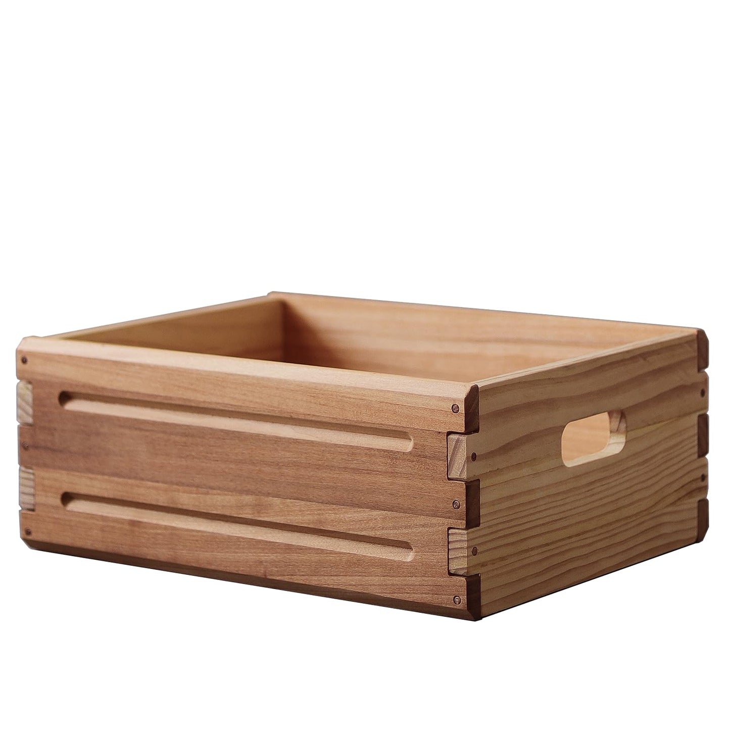 KLZLQ-XINCHEN 1 Pack Wooden Storage Bin of 16"x12"x6.25".Durable Open Solid Wood Box w/Handles.Farmhouse Container Shelf Baskets. Multipurpose Home Décor Organizer Crates for Display,Pantry,Book,CD