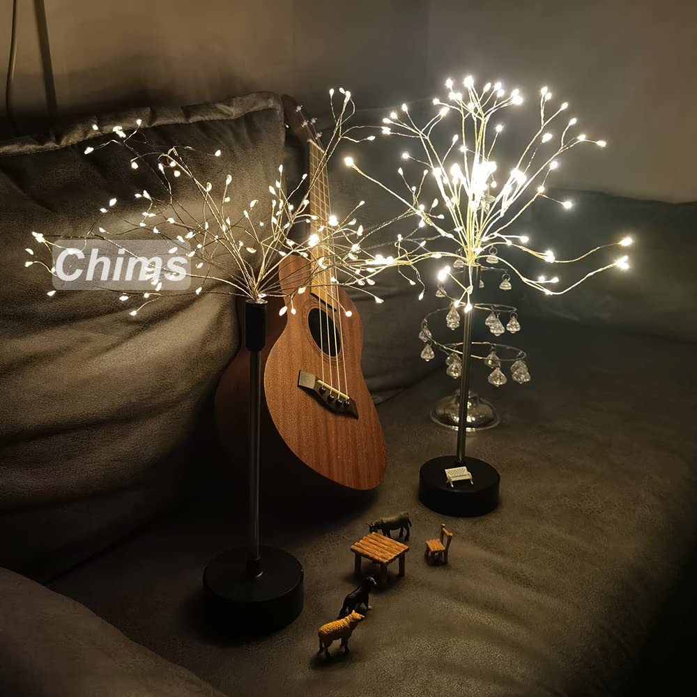 Chims Firework Centerpiece Lights,120 LED Fairy Light Banquet Table Centerpiece Lighting Decoration Star Pyrotechnics, Battery Operated Spirit Tree with Remote, for Dinner Indoor Christmas Party Decor