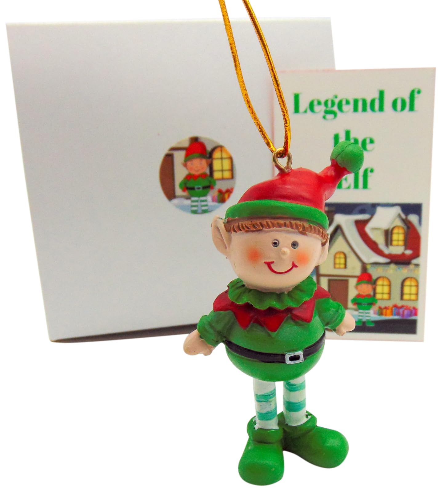 Legend of The Elf Ornament Polyresin Christmas Tree Decoration with Story Card Gift Boxed Holiday Set