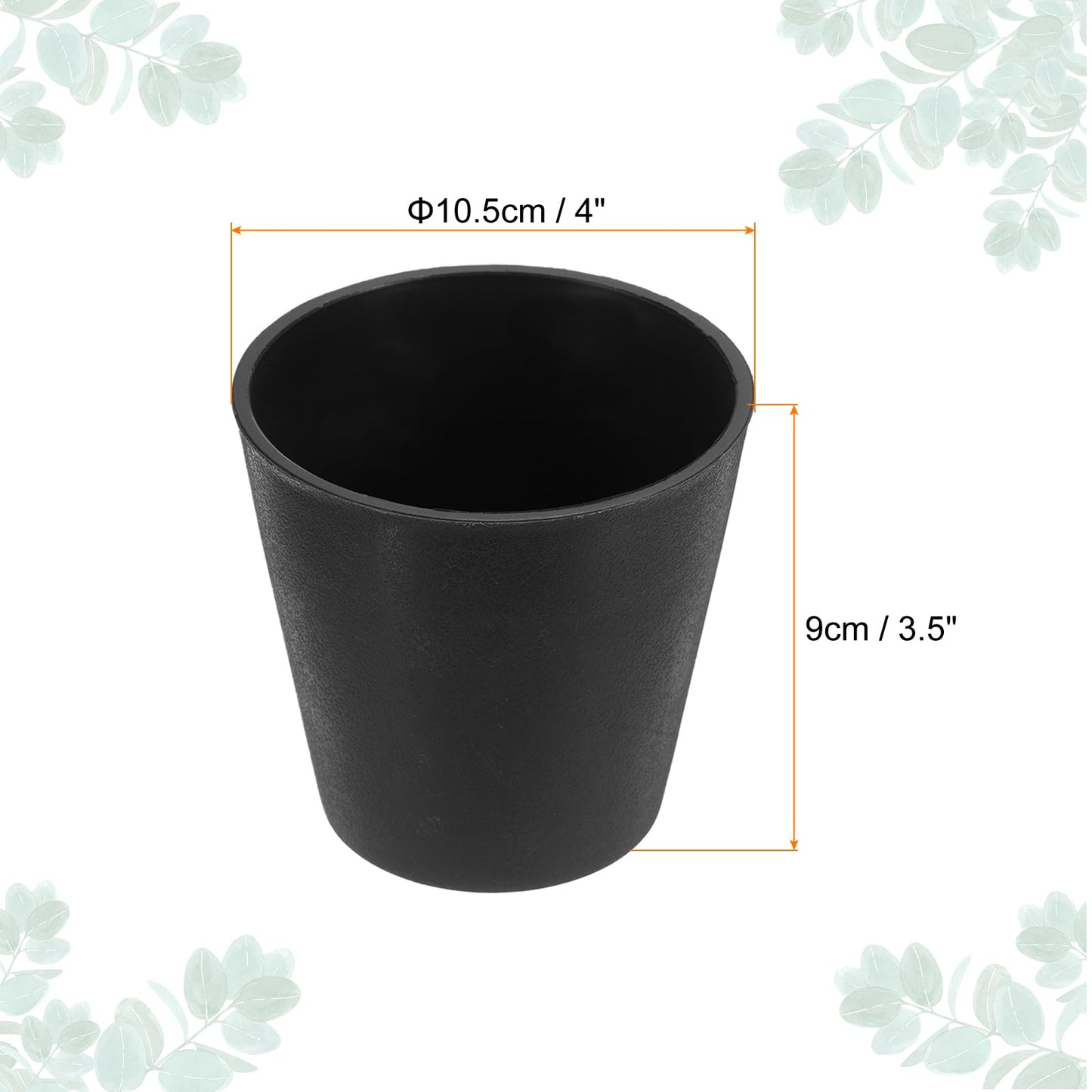PATIKIL 3.7 Inch/9.5cm Mini Plastic Planter Pot, Modern Round Flower Pot Plant Container for Indoor Outdoor, Black