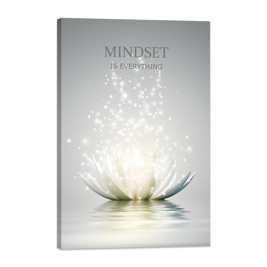 Lotus Flower Wall Art Canvas Mindset Motivational Quotes Poster for Zen Office Wall Decor Spiritual Meditation Prints Artwork Framed (12 x 16inches)