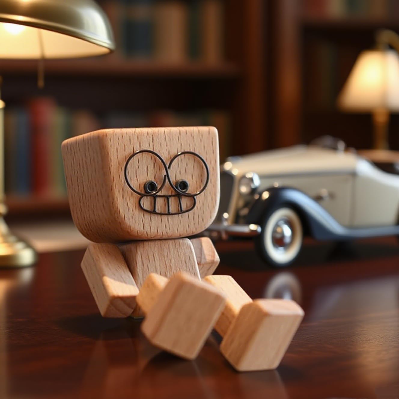 Froklic Shaking Wooden Man,Shaking Wooden Man Figurine with 12 Magnetic Expressions,Funny Dashboard Figurine,Handmade Wobble Doll for Car Accessories and Desk Decoration
