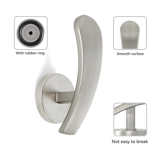 HEMOUR Curtain Holdback, 2pcs Wall Mounted Drapery Tiebacks with Screws, Decorative Drapery Metal Hook Wall Hanger, Silver