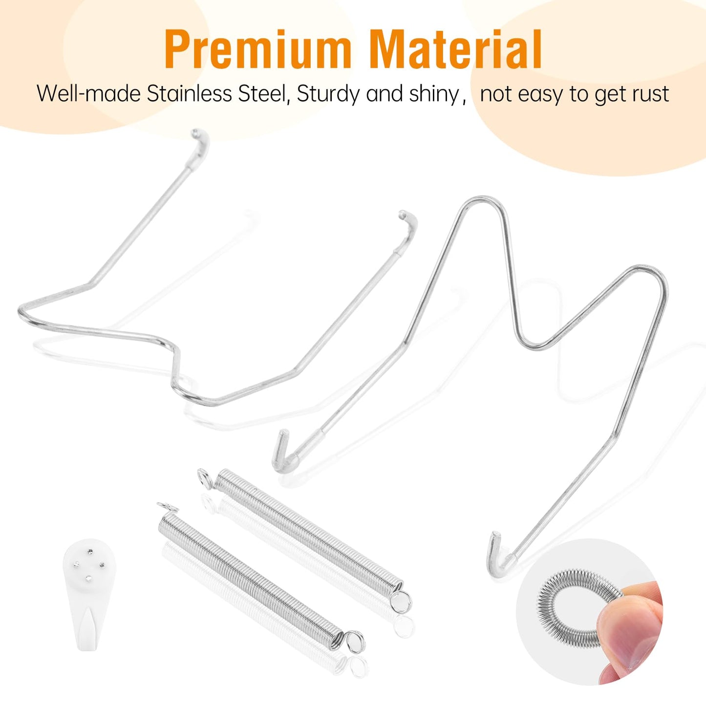 Bilillo 9-Piece Stainless Steel Wall Plate Hangers, 10/12/14 Inch Invisible Decorative Wire Plate Holders with 9 Pieces Wall Hooks for 8 to 16 Inch (Silver)