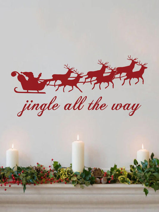 Christmas Wall Decor Painting Living Room Cute Winter Vinyl Art Quotes Decoration Jingle All The Way