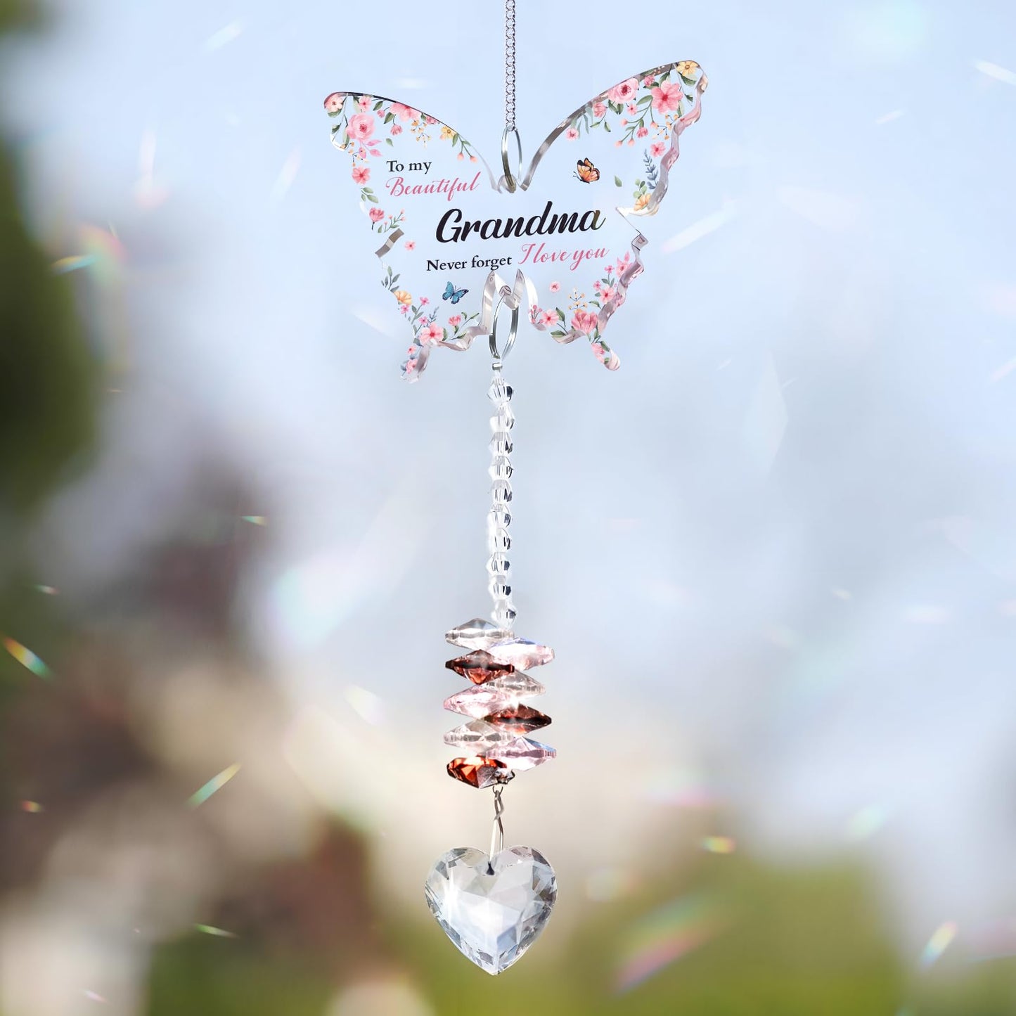 Gifts for Grandma for Mothers Day, Grandma Birthday Gifts, Grandma, Gift for Grandmother Crystal Suncatcher, to My Grandma's Present Hanging Butterfly Crystal Suncatcher Ornament