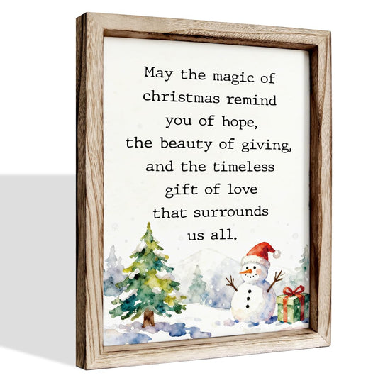 Christmas Decor, Inspirational Christmas Quote Wood Sign, Snowman Decors, Xmas Tree Home Party Decor, Wall Decors Art, Xmas Gift for Women Men, Framed Wall Plaque Sign 38 * 29 inches