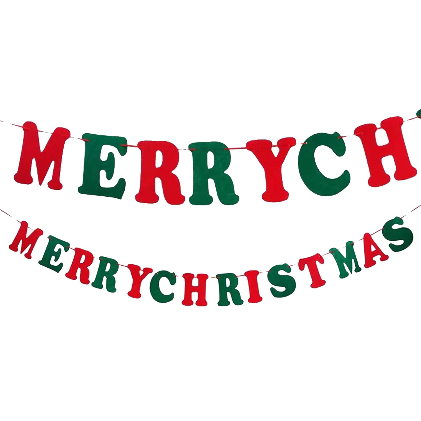 JSDJ Merry Christmas Banner Red Green Wool Felt Garland Christmas Decorations Indoor Happy Holiday Decorations Cute Hanging Decor for Mantel Fireplace Wall, Kids Bedroom, Living Room,Party Supplies