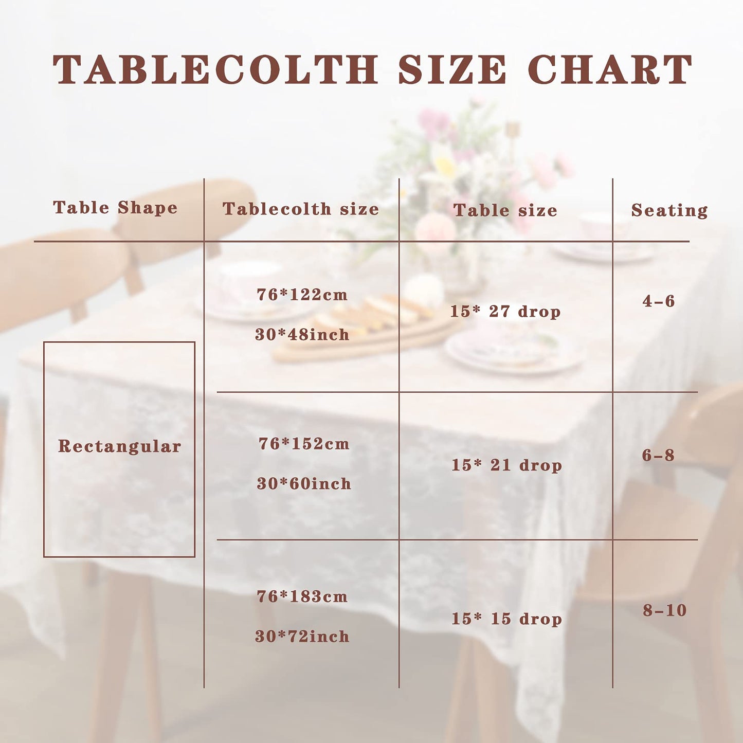 LuoluoHouse Rustic Ivory Wedding Tablecloths Lace Chic Rectangular Tablecloths for Wedding Reception Farmhouse Table Decorations 60x120 inch