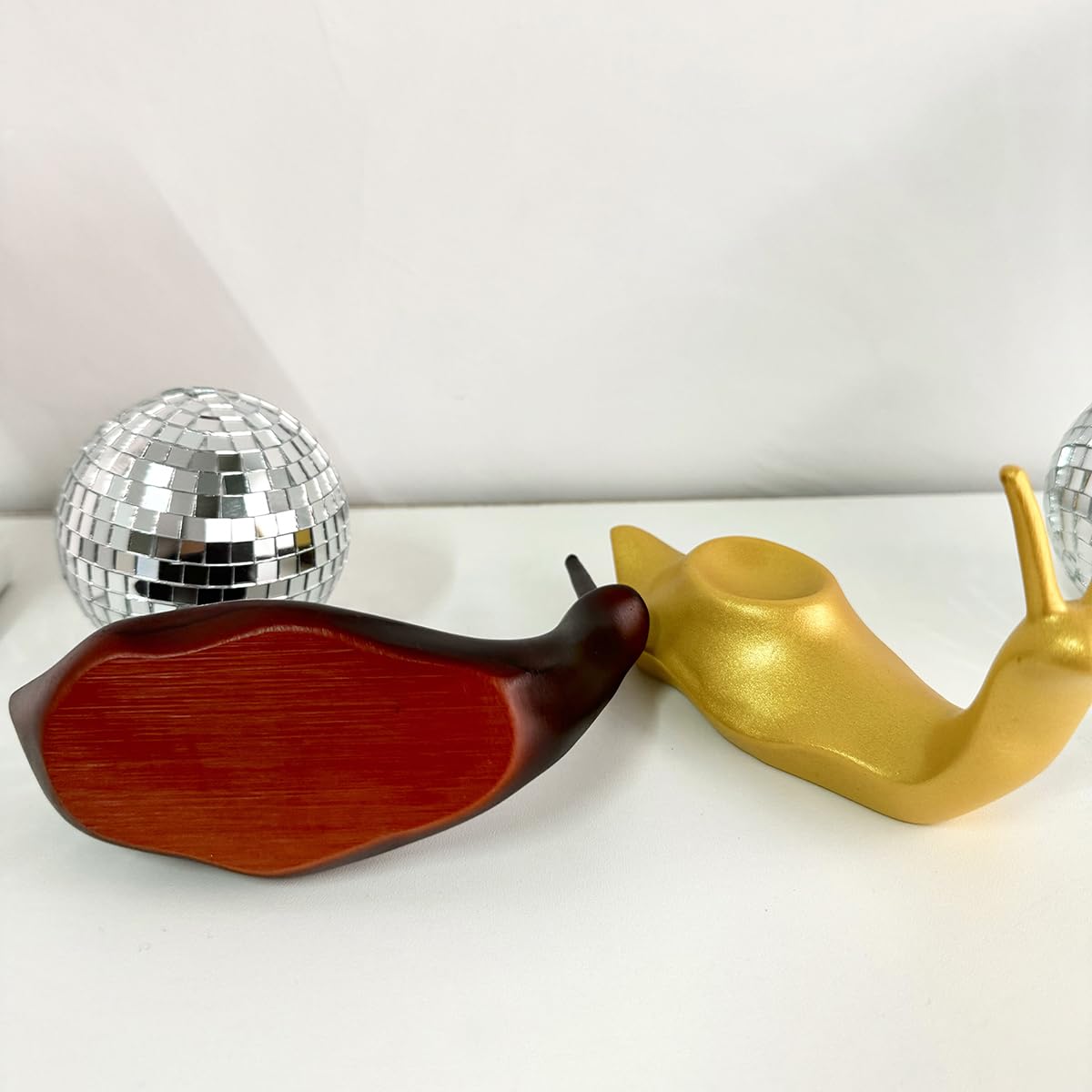 Black Disco Snail Handmade Disco Ball Snail Figurine Home Ornaments Aesthetic Room Decor Funky Decor Sculptures and Figurines Table Ornaments Shelf Office Display Unique Gift Disco Art