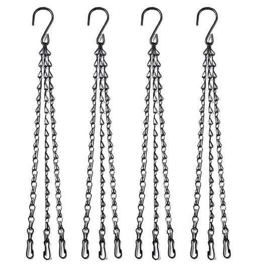 HHTHH 4pcs 18 inch Black Hanging Basket Chain with Hooks Flower Plant Pot Replacement Chain Hanger for Bird Feeders,Planters,Lanterns and Ornaments