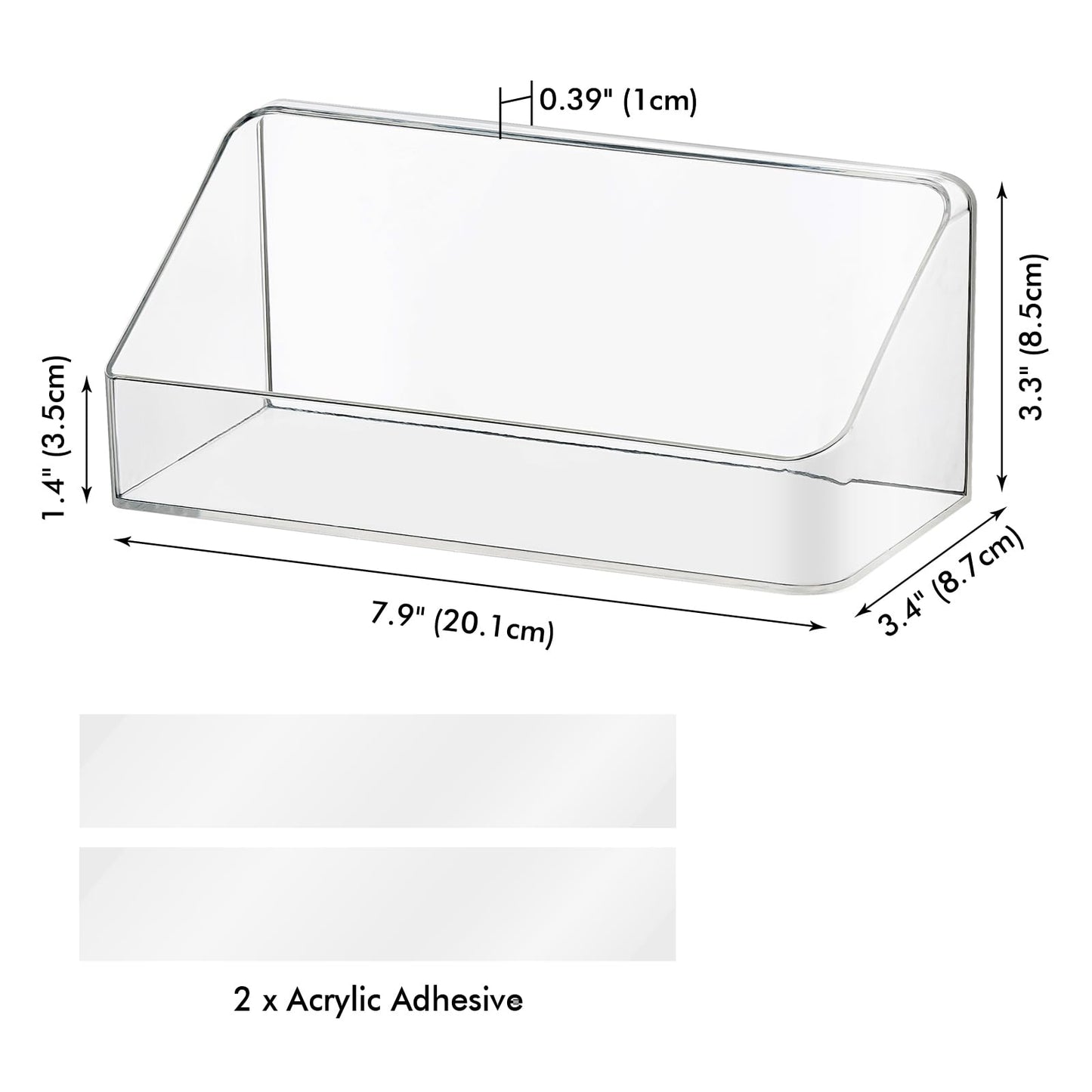Poeland Medicine Cabinet Shelves Organizer, Wall Mounted Storage Organizer, Clear Storage Box for RV Bathroom, Bedroom, Personal Organizers (Transparent)