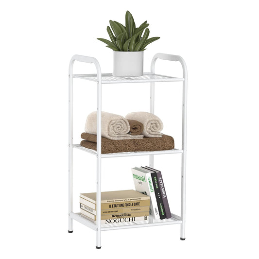 MAX Houser Storage Rack with Shelf,Industrial Style Extendable Plant Stand, Standing Shelf Units for Kitchen, Bathroom, Office,Living Room, Balcony, Kitchen (White, 3 Tier)