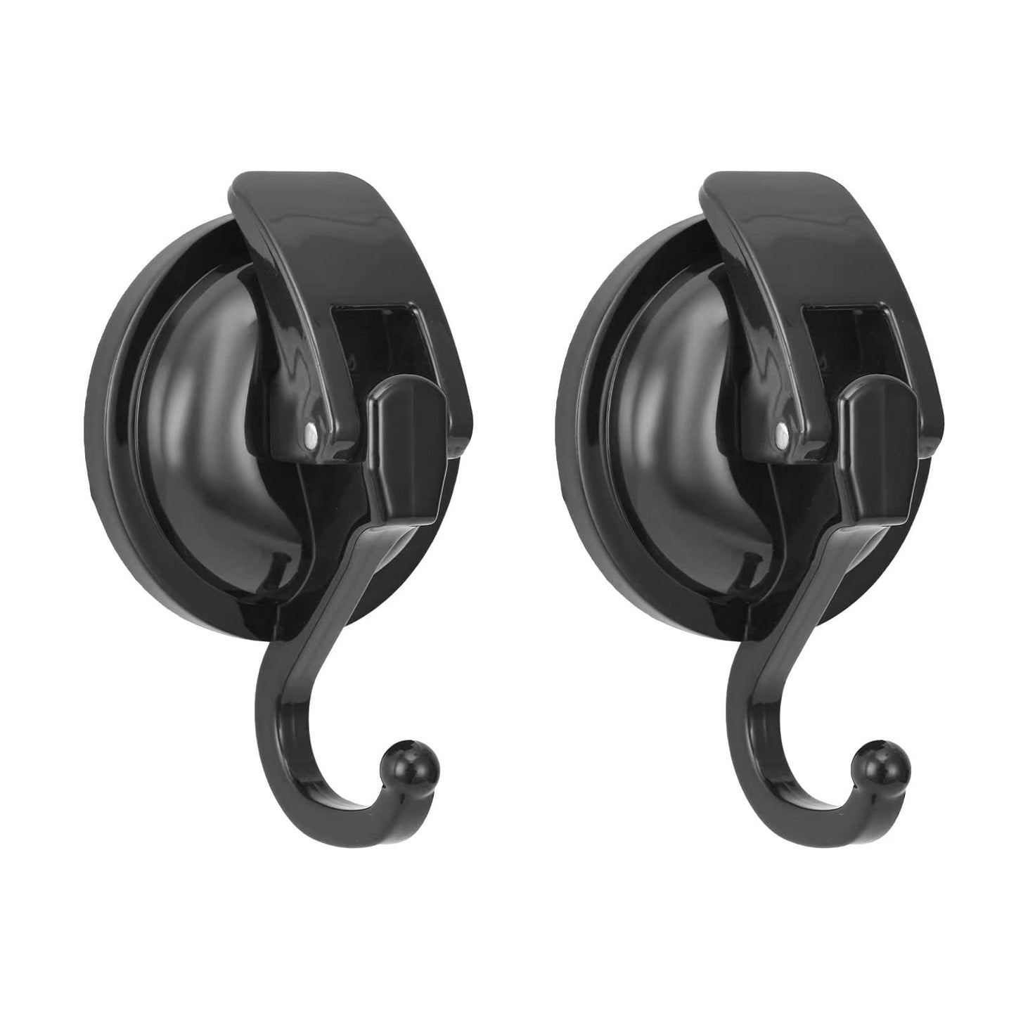Khdrvok Heavy Duty Vacuum Wreath Cup Hook, No Hole Punched, Black-Plated Polished Super Suction for Kitchen, Bathroom and Restroom, ABS Plastic and TPU Rubber, 2 Pack