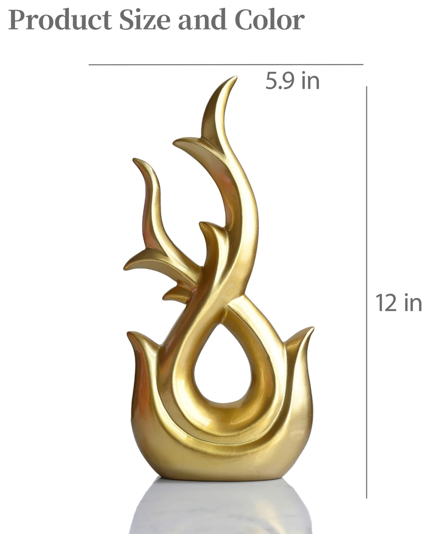 Brillantreal Gold Abstract Art Resin Tree Branch Statue - 12 Inch Luxury Decorative Sculpture for Living Room, Dining Table, Bookshelf & Office Decor