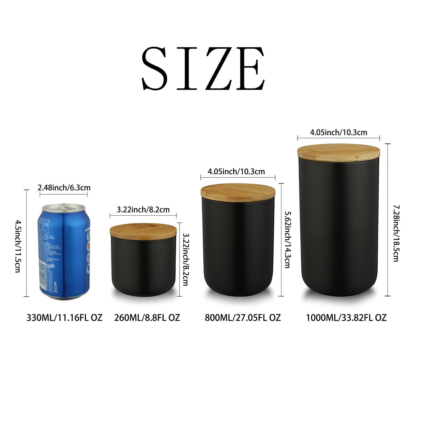 MilkyWay Food Storage Jar Strong Ceramic Storage Canisters with Airtight Seal Bamboo Lid Modern Design Seal Damp-Proof Kitchen Jar for Coffee, Tea, Spice and More (White(L: 34oz/1000ml))