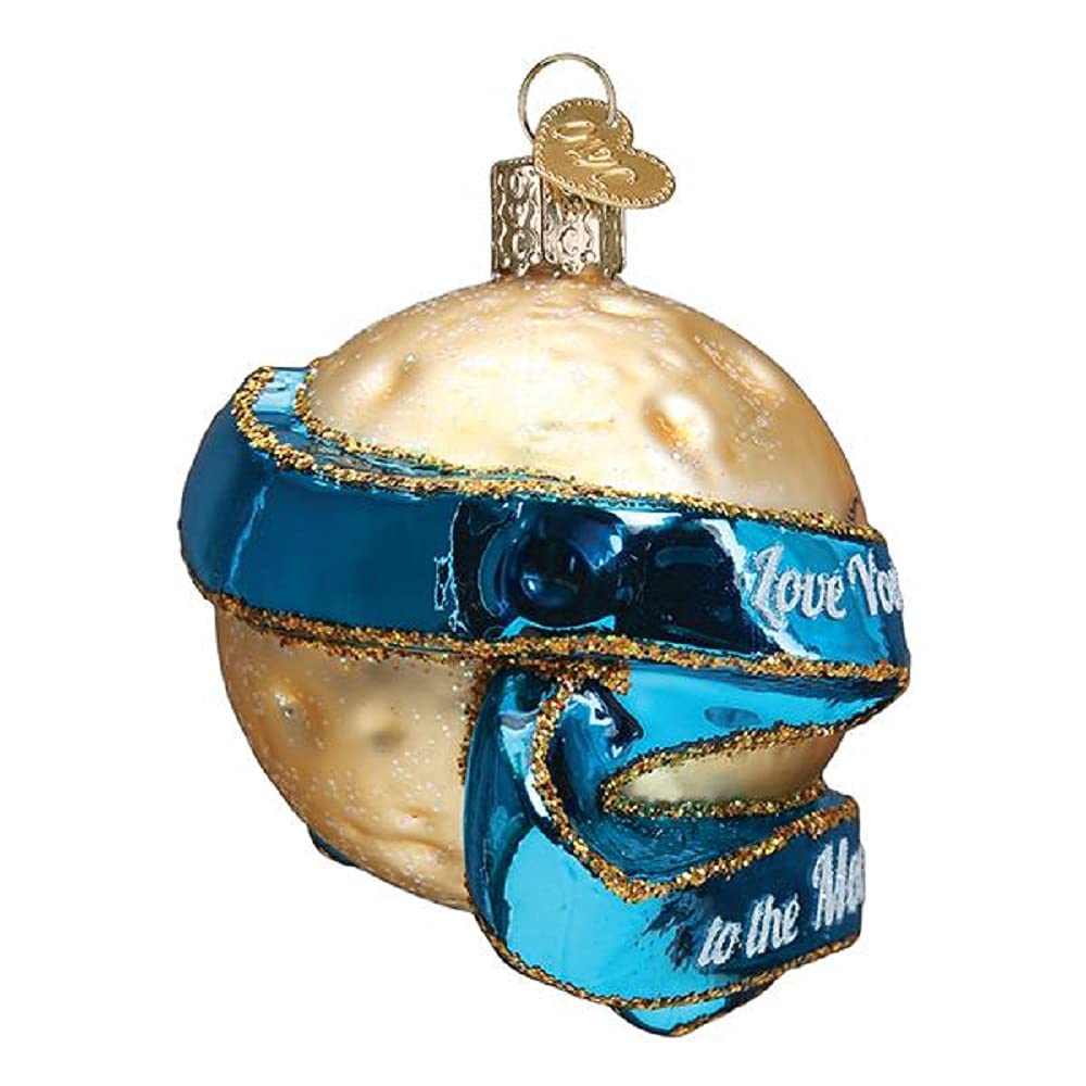 Old World Christmas Love You to The Moon & Back Glass Blown Ornament for Christmas Tree, Handcrafted Holiday Decoration, Sayings Collection