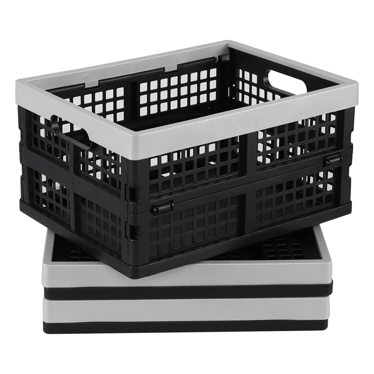 Innouse Pack of 3 Small Collapsible Storage Crates, 16 L Black Plastic Milk Crates