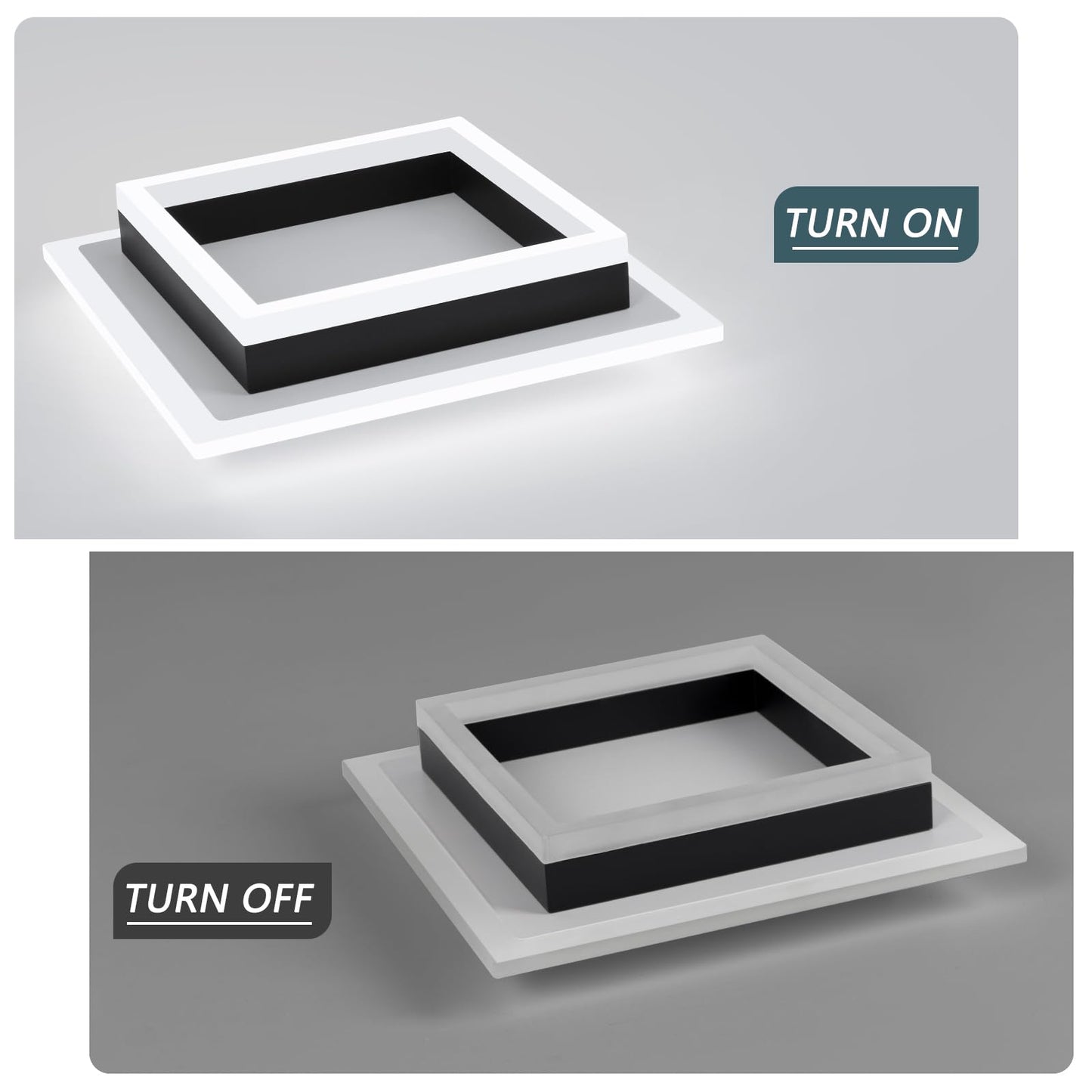 EIDISUNY 32W Modern LED Ceiling Light, Small Flush Mount Light Fixture, 6500K Cold White Ceiling Lamp, Square Hallway Lighting Fixtures for Living Room Bedroom Bathroom Kitchen (White, Cold White)
