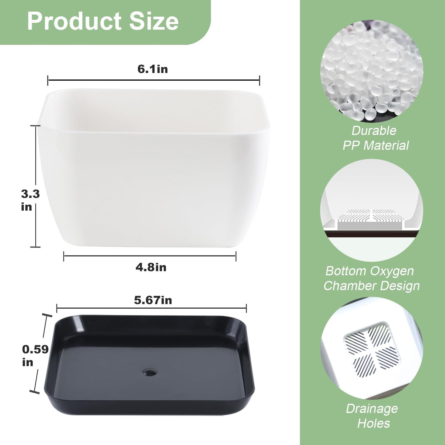Oliz Succulent Pots 6 Inch Shallow Herb Planters with Drainage Hole - 4 Packs Cactus Planter for Home Office Garden Plants Pot Present - Plants Not Included (Off White)