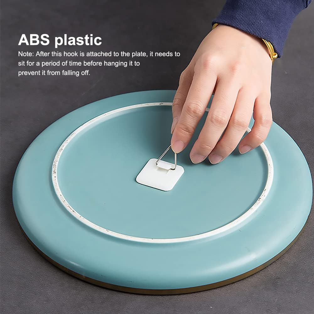 mwellewm 40 Pieces Invisible Adhesive Plate Hanger Vertical Plate Holders for The Wall Hooks Decorative Plates Wall Holders for Display 1.25 Inch