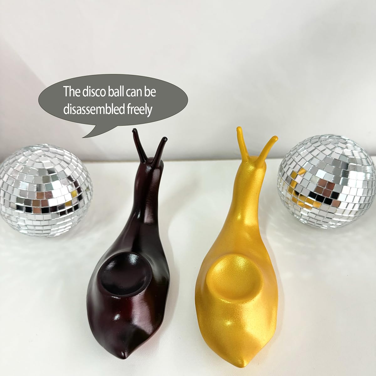 Black Disco Snail Handmade Disco Ball Snail Figurine Home Ornaments Aesthetic Room Decor Funky Decor Sculptures and Figurines Table Ornaments Shelf Office Display Unique Gift Disco Art