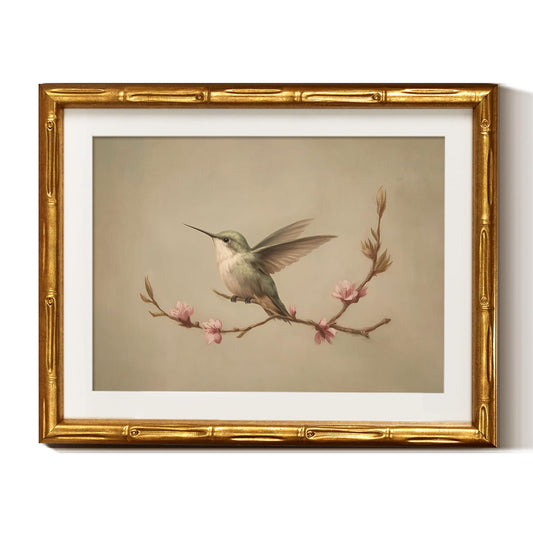InSimSea Gold Bamboo Framed Canvas Wall Art, Vintage Spring Bird Paintings, Watercolor Floral Picture Frame with Mat, Victorian Wall Decor for Nursery Living Room Bedroom Office, 11x14inch