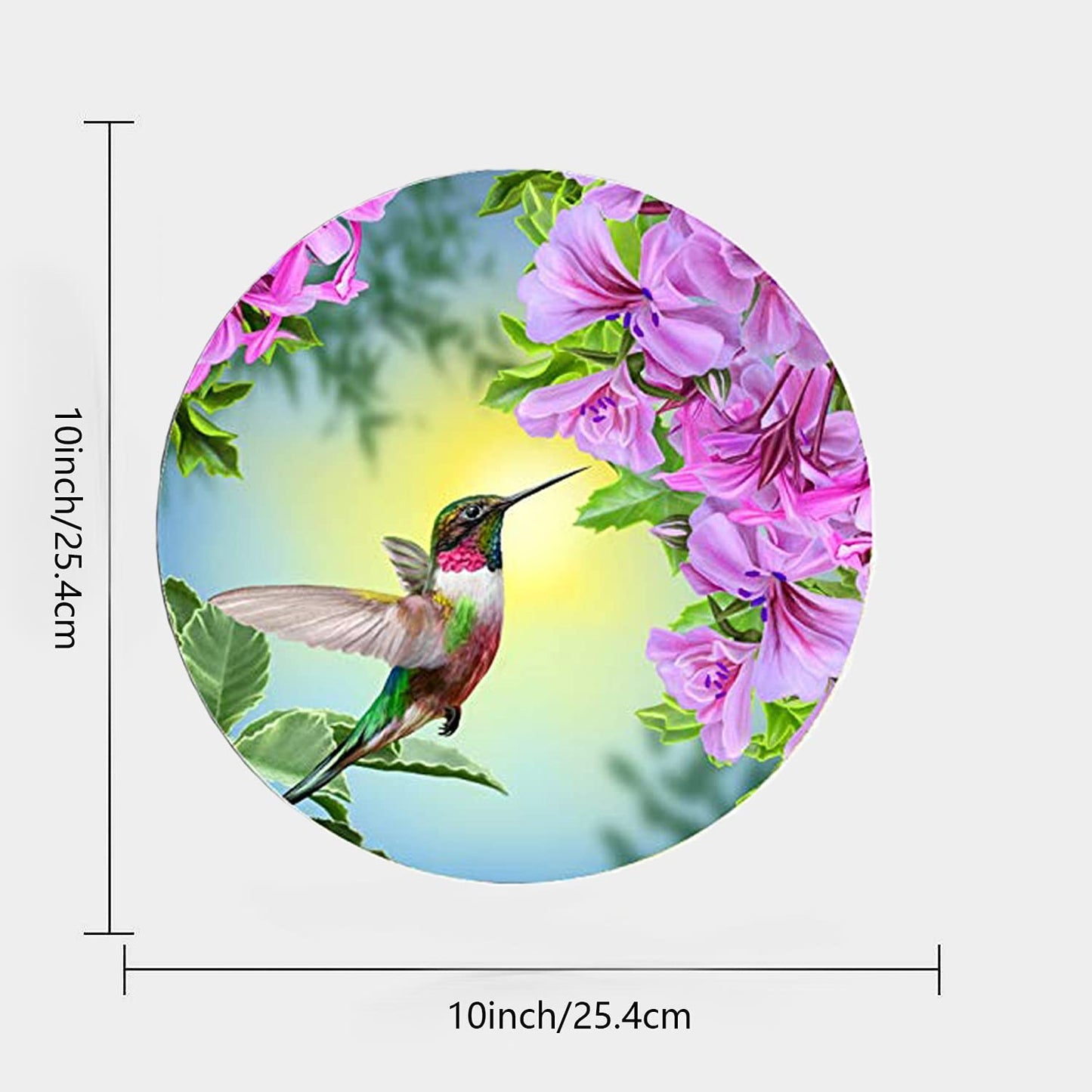 ALALAL 10 inch Bird Hummingbird Pink&Purple Flowers Decorative Plate Decorative Ceramic Plates Home Wobble-Plate with Display Stand Decoration Household Plates Decorative